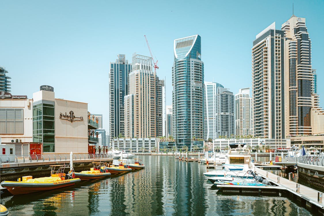 Dubai Marina skyline at dusk